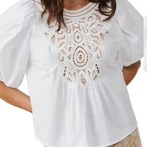 Free People Lace Puff Sleeve Top XS